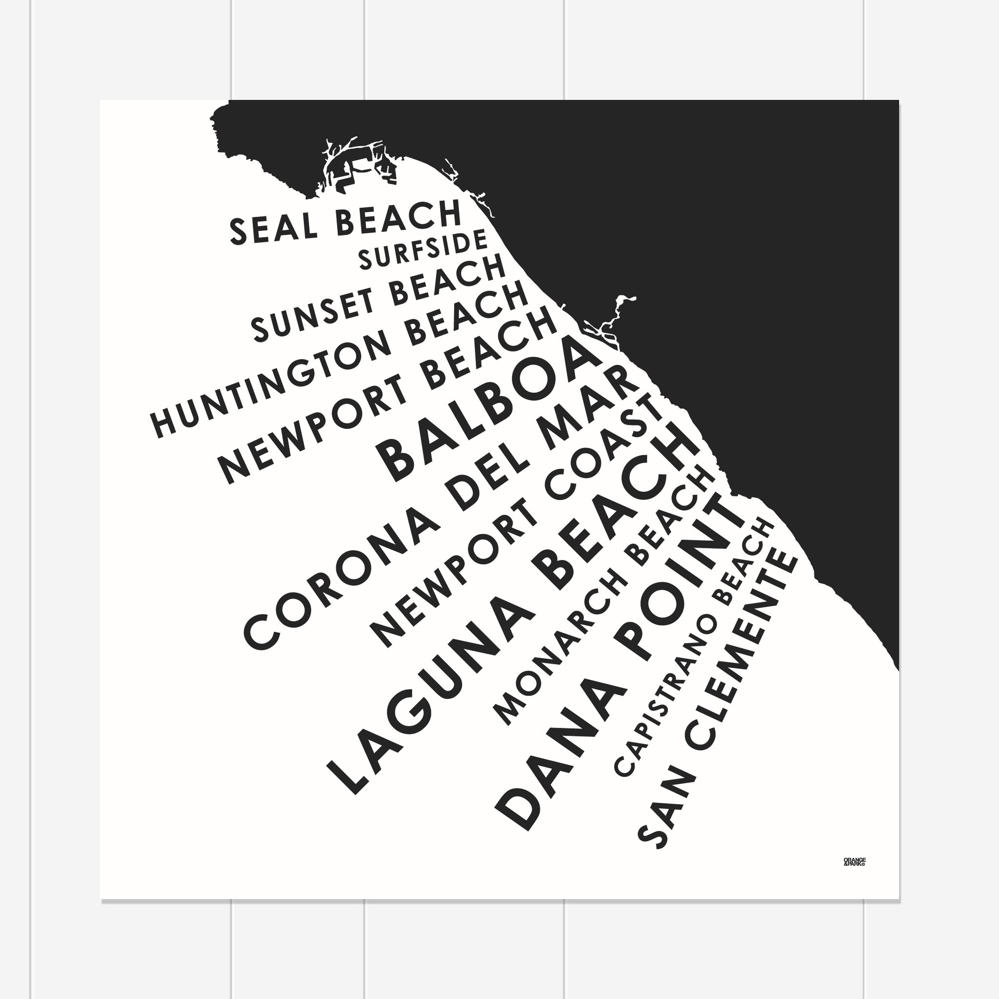 ORANGE & PARK Orange County Beach Towns Print