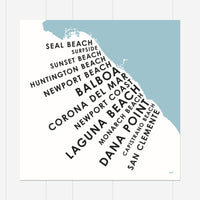 Orange County Beach Towns Print